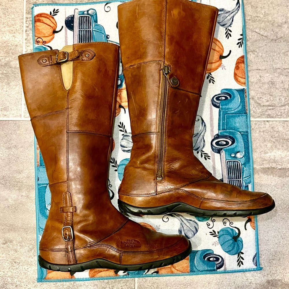 The North Face Camryn Waterproof Tall Brown Leather Knee-High Riding Boots